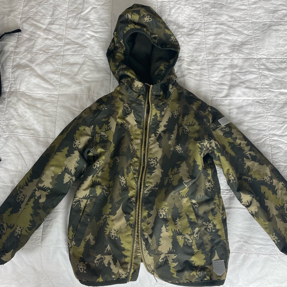 Lined Kids raincoat: Forest bear camp print